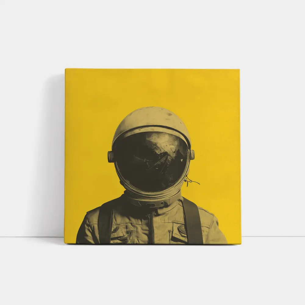 Retro Astronaut Portrait Yellow Background Art – Wall Art
