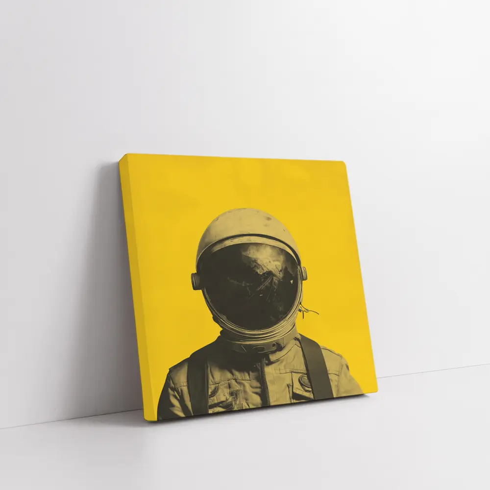 Retro Astronaut Portrait Yellow Background Art – Wall Art