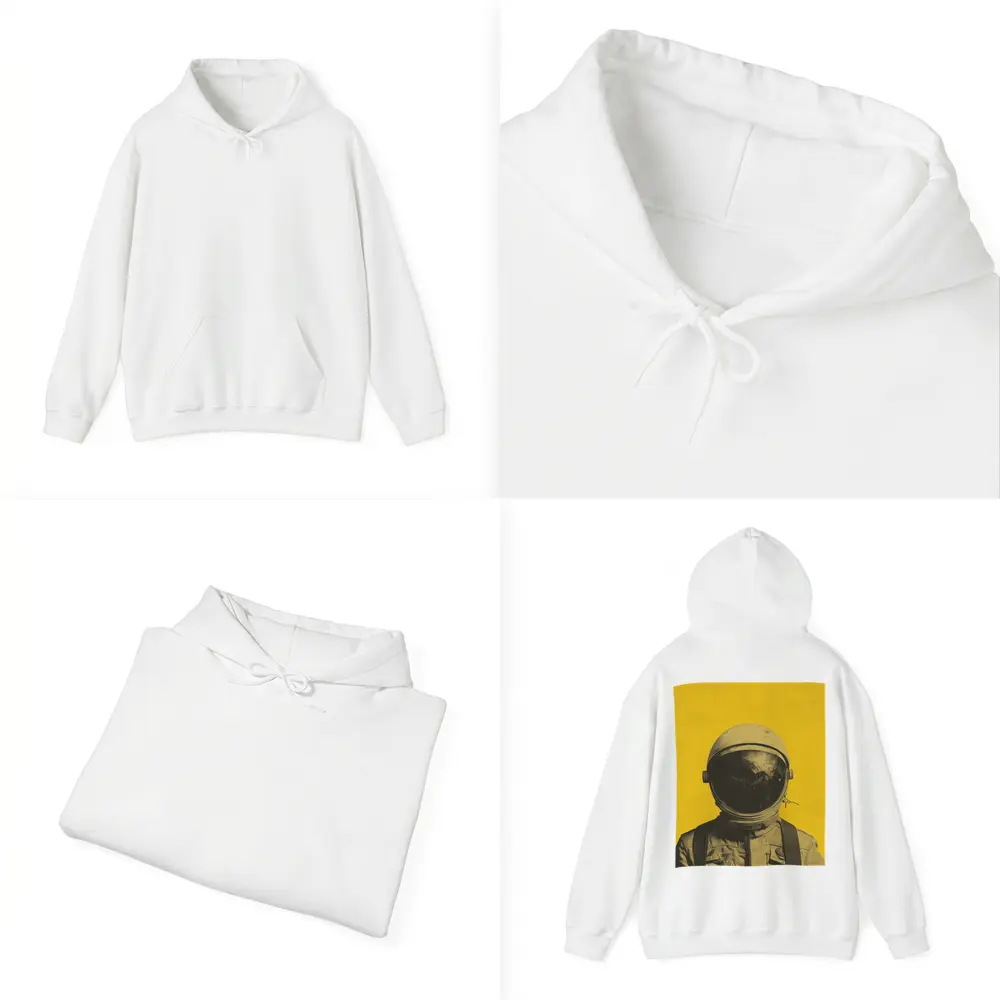 Retro Astronaut Portrait Yellow Background Art – Hoodies