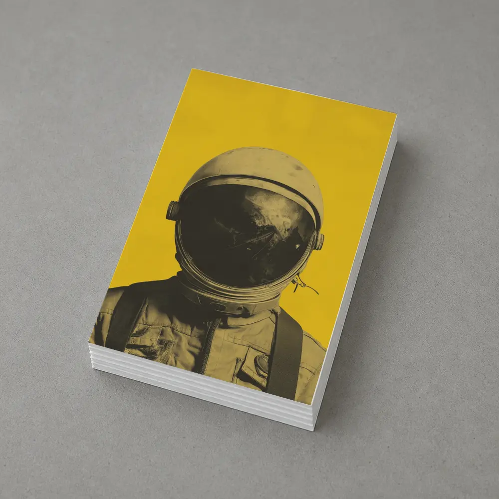 Retro Astronaut Portrait Yellow Background Art – Postcards