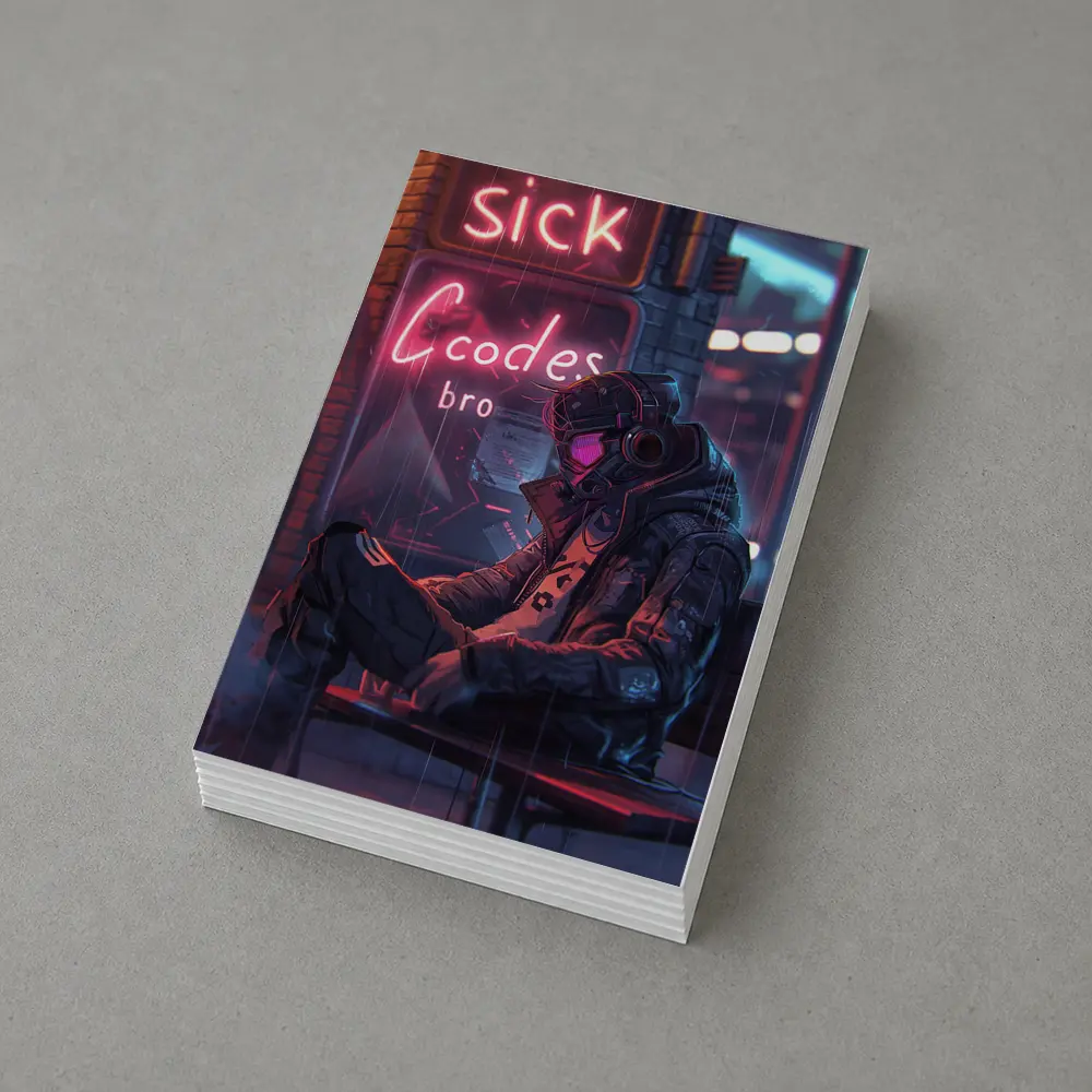 Cyberpunk Hacker Neon Rain Street Night – Postcards