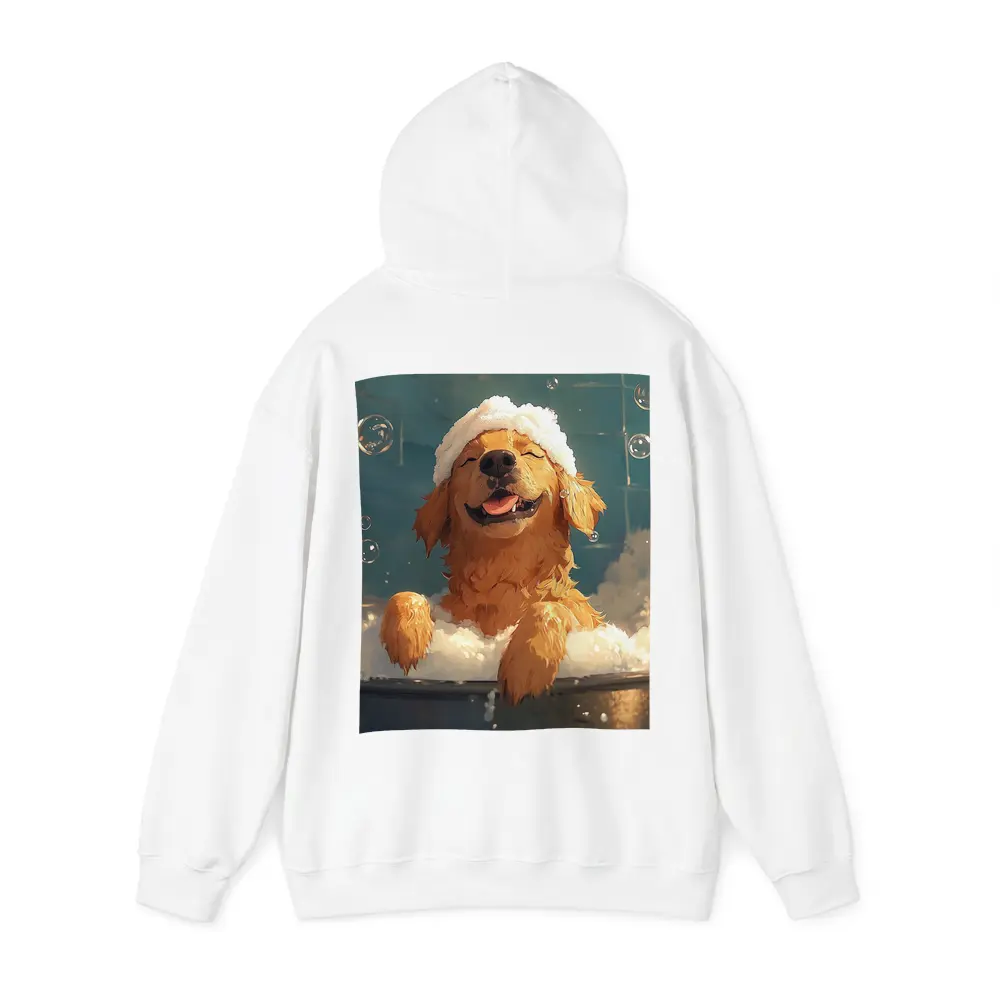 Happy Golden Retriever Bubble Bath Cartoon – Hoodies