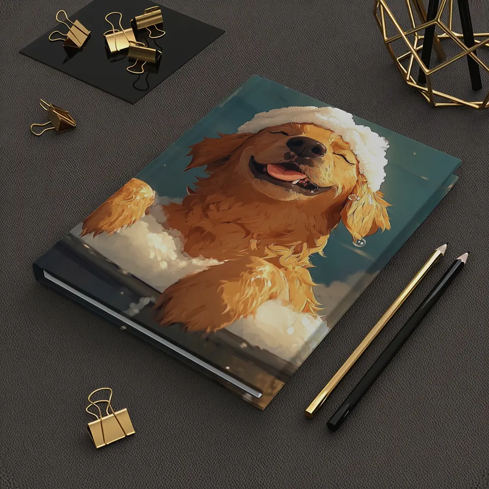 Happy Golden Retriever Bubble Bath Cartoon – Notebooks
