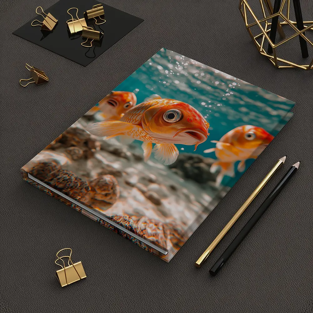 Goldfish Swimming Underwater Sandy Ocean Floor – Notebooks