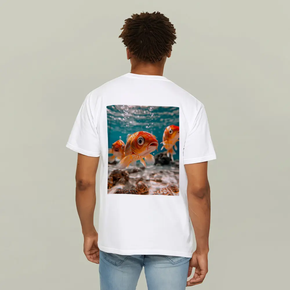 Goldfish Swimming Underwater Sandy Ocean Floor – T-Shirts