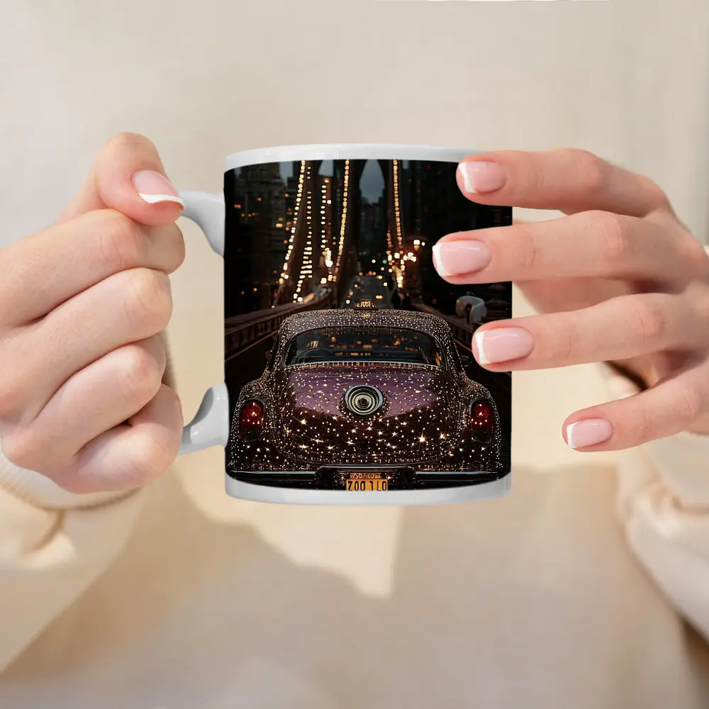 Glittering Classic Car Brooklyn Bridge Night – Mugs