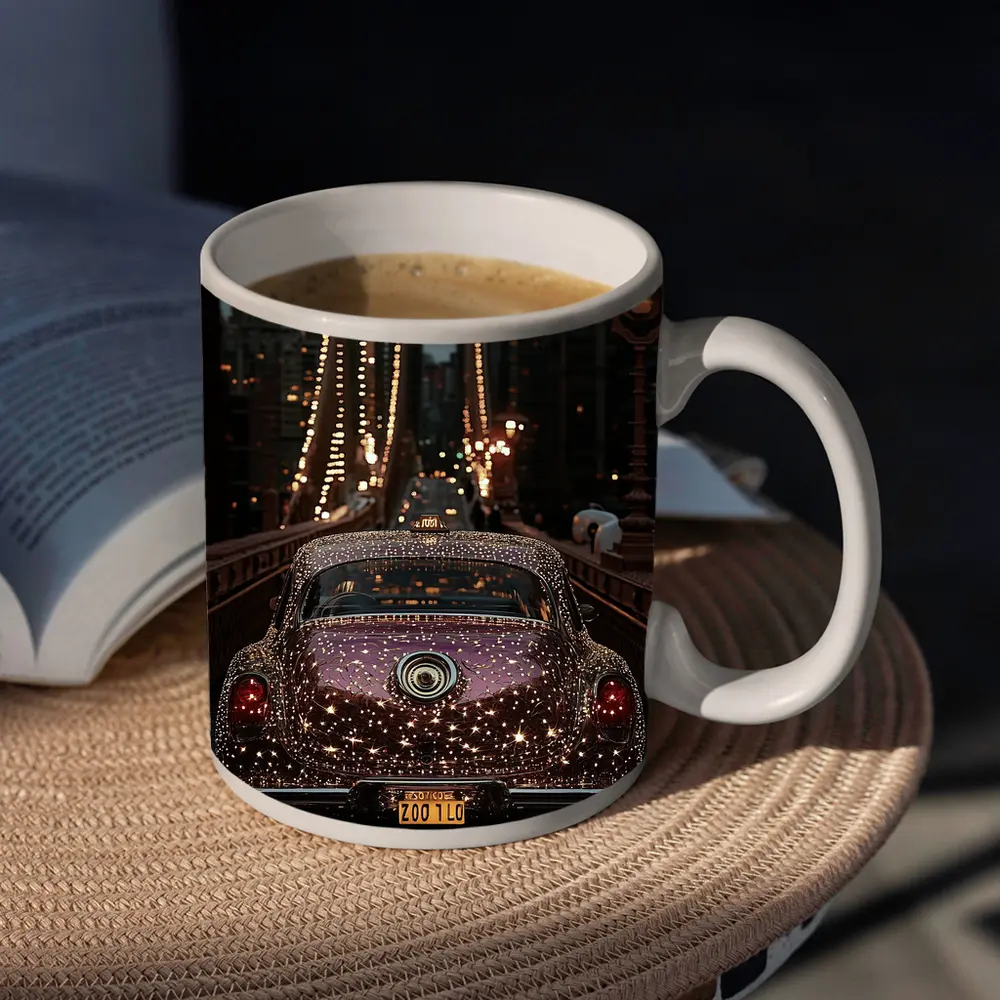 Glittering Classic Car Brooklyn Bridge Night – Mugs