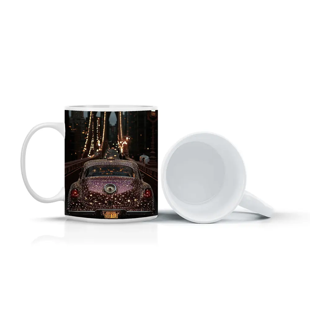 Glittering Classic Car Brooklyn Bridge Night – Mugs