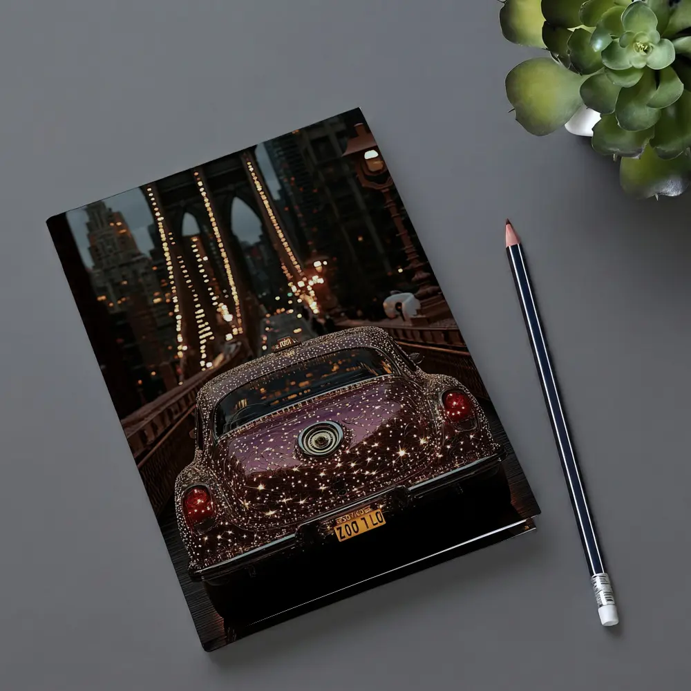 Glittering Classic Car Brooklyn Bridge Night – Notebooks