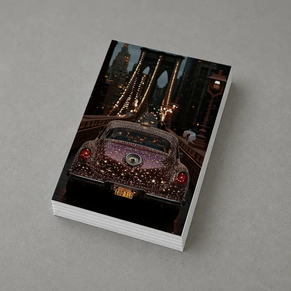 Glittering Classic Car Brooklyn Bridge Night – Postcards