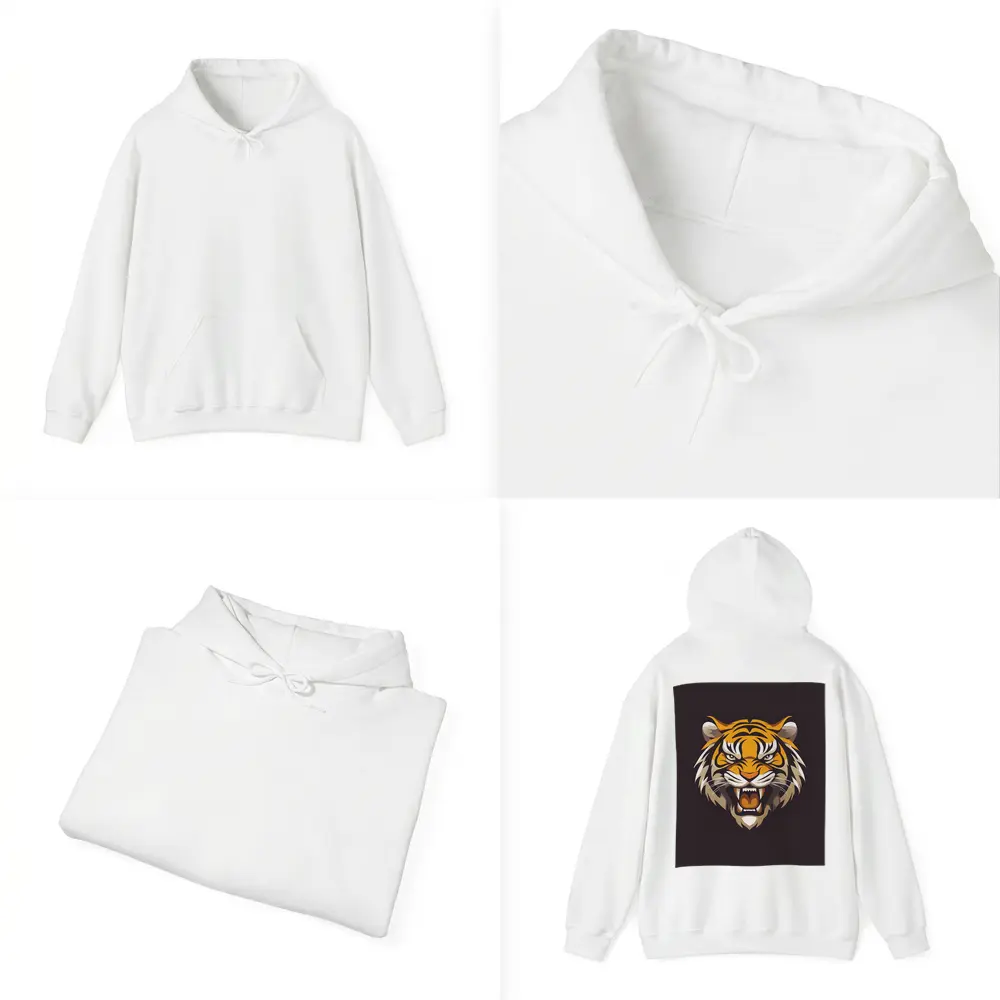 Roaring Tiger Head Illustration Dark Background – Hoodies