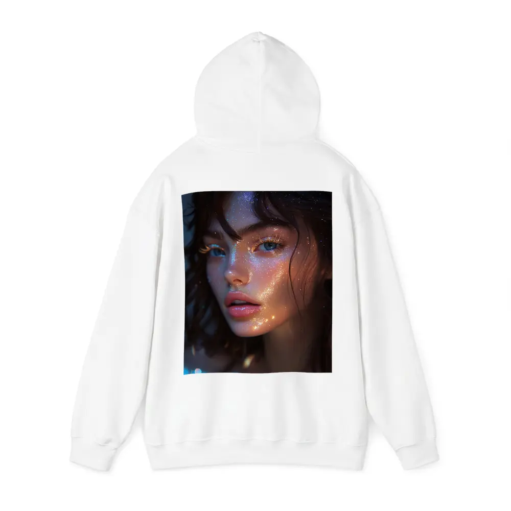Glitter Face Portrait Woman Dark Background – Hoodies
