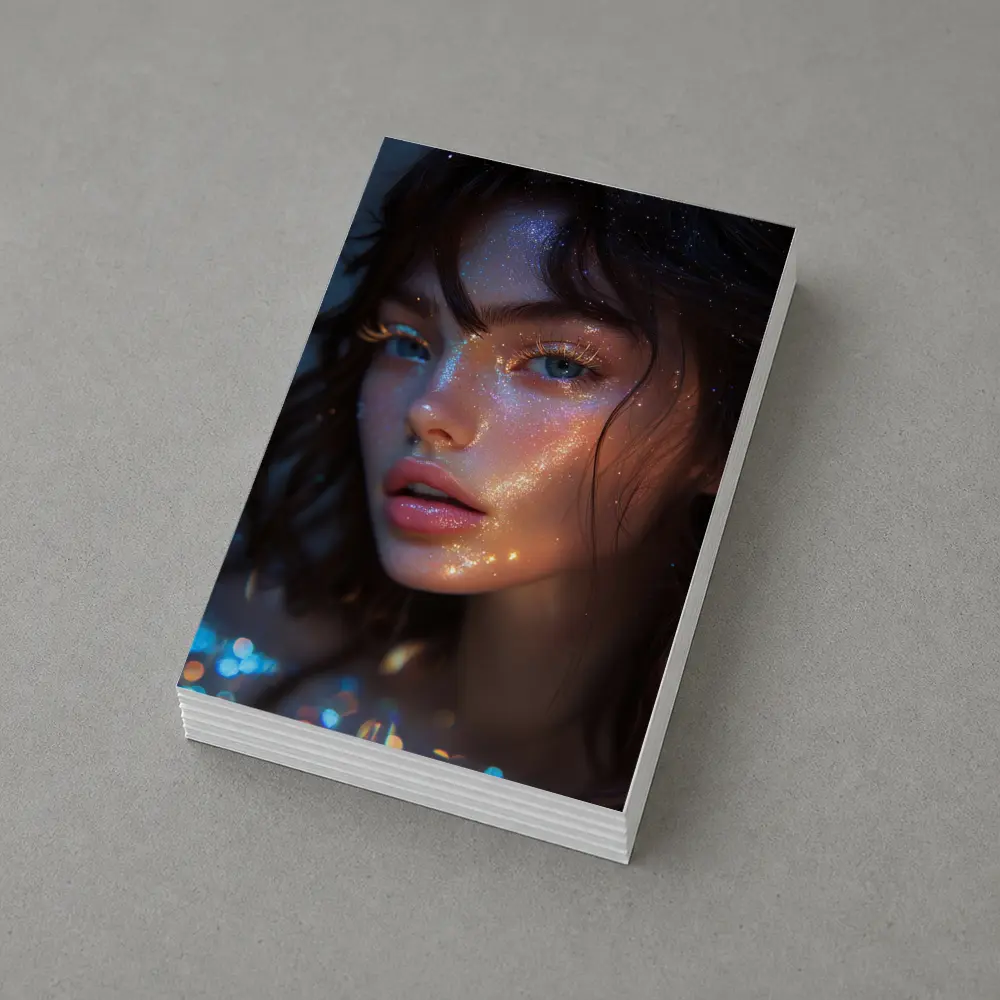 Glitter Face Portrait Woman Dark Background – Postcards