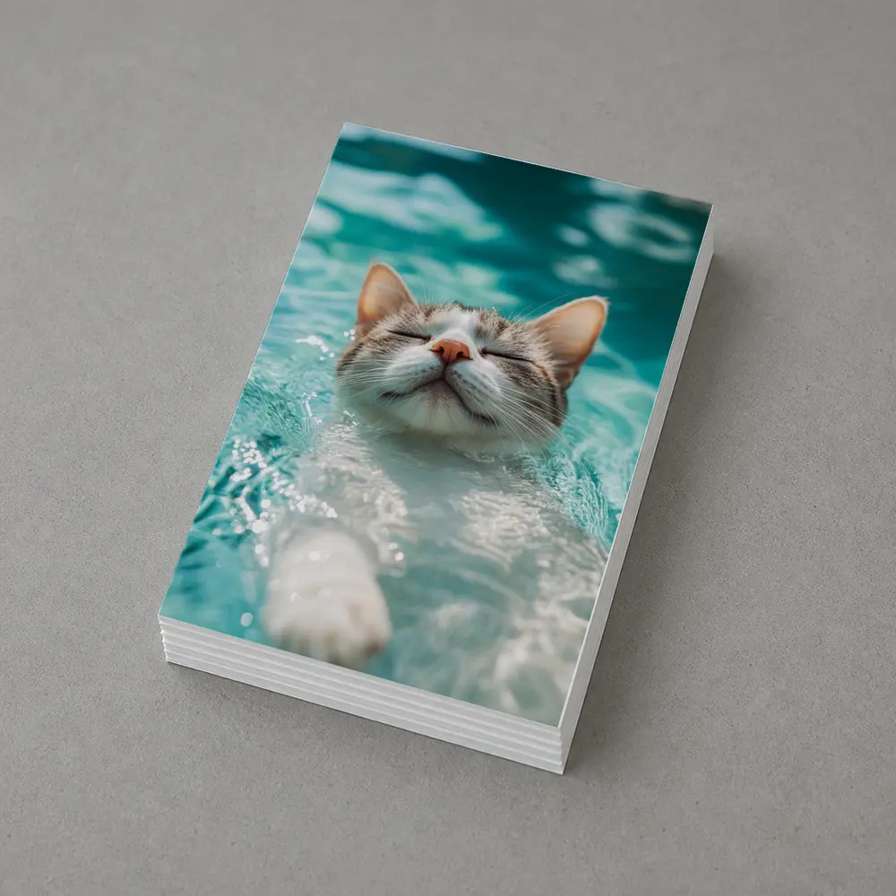 Relaxed Cat Swimming In Turquoise Pool Water – Postcards
