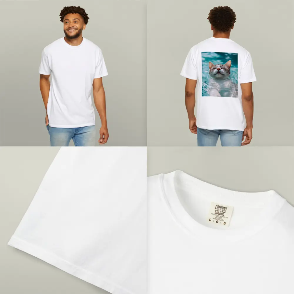 Relaxed Cat Swimming In Turquoise Pool Water – T-Shirts