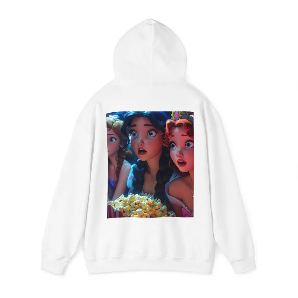 Cartoon Princess Girls Watching Movie With Popcorn – Hoodies