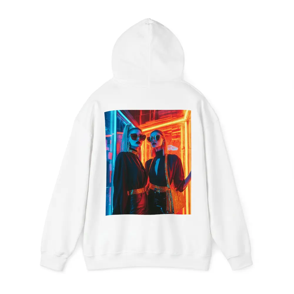 Two Women Neon Lights Fashion Night – Hoodies