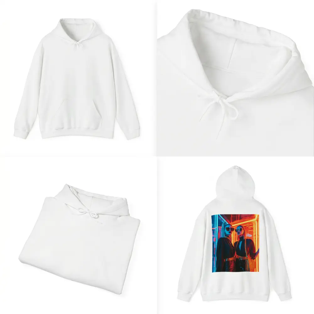Two Women Neon Lights Fashion Night – Hoodies
