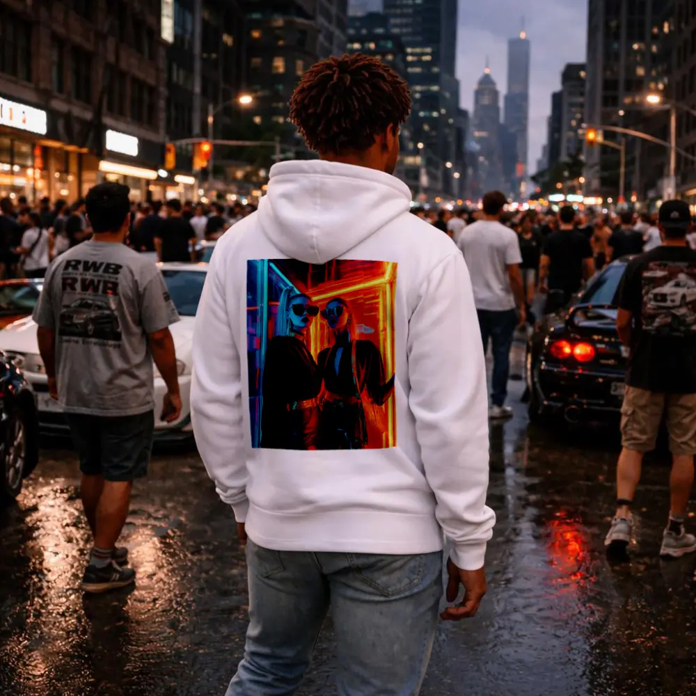 Two Women Neon Lights Fashion Night – Hoodies