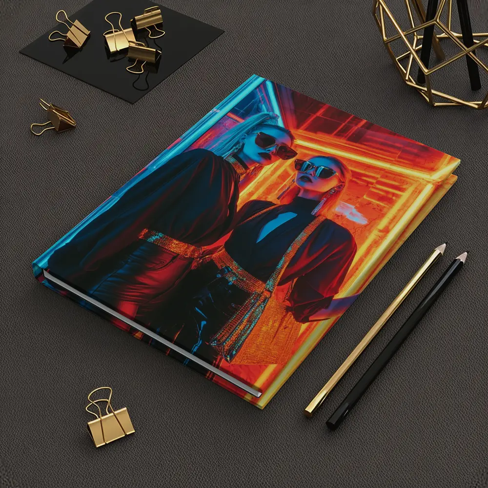 Two Women Neon Lights Fashion Night – Notebooks