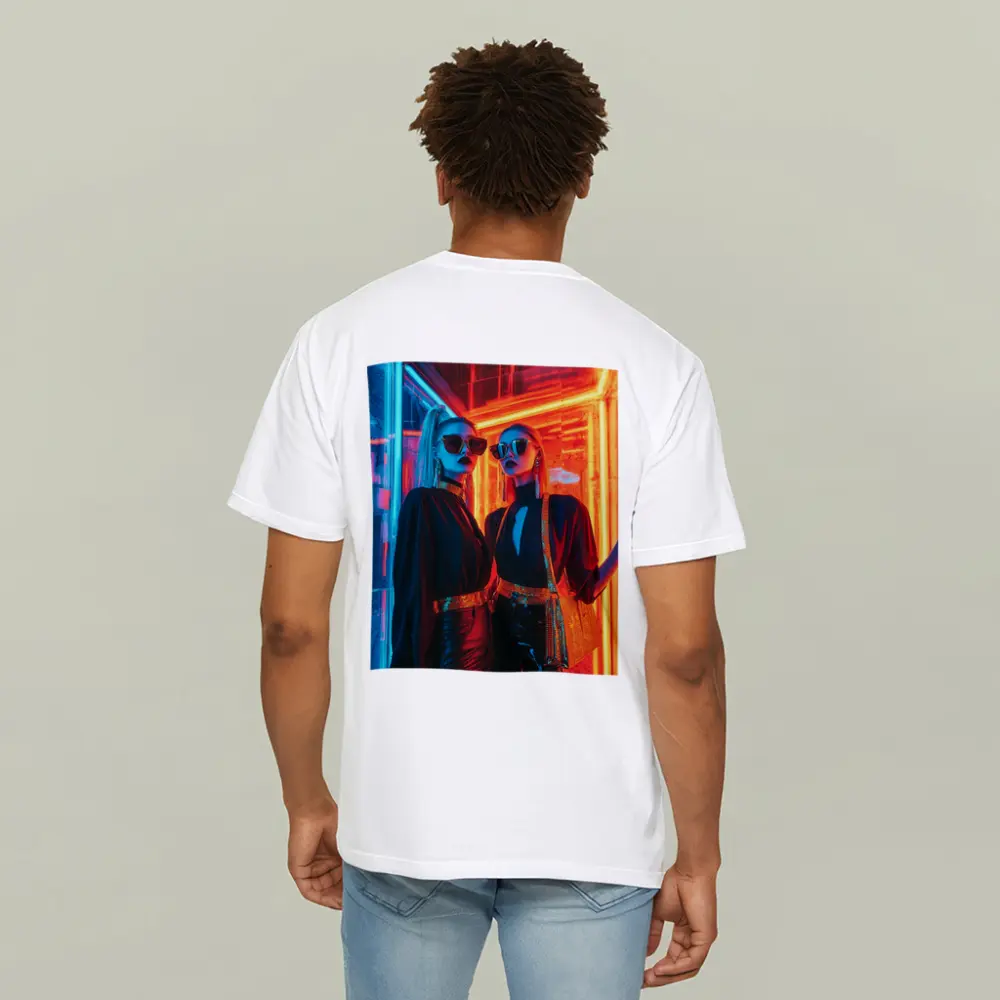Two Women Neon Lights Fashion Night – T-Shirts