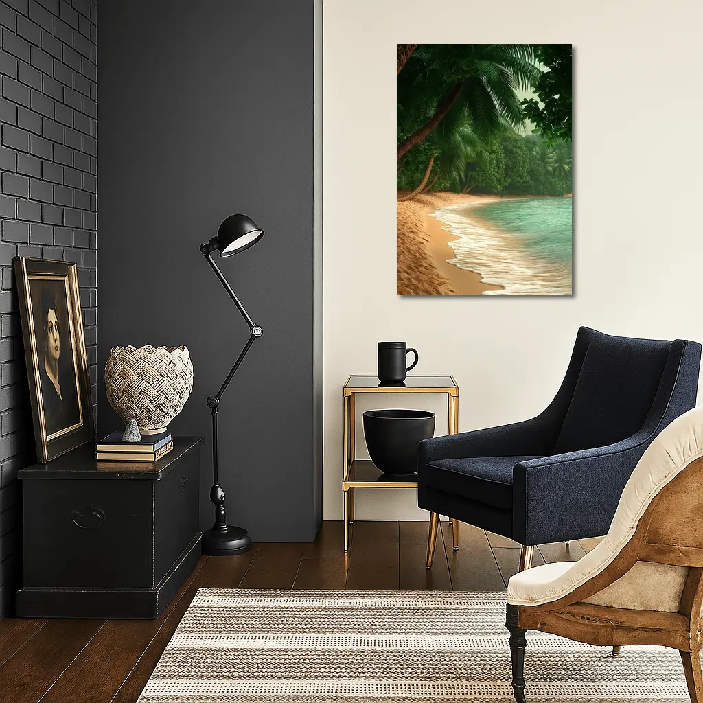 Tropical Beach Palm Trees Turquoise Water – Wall Art