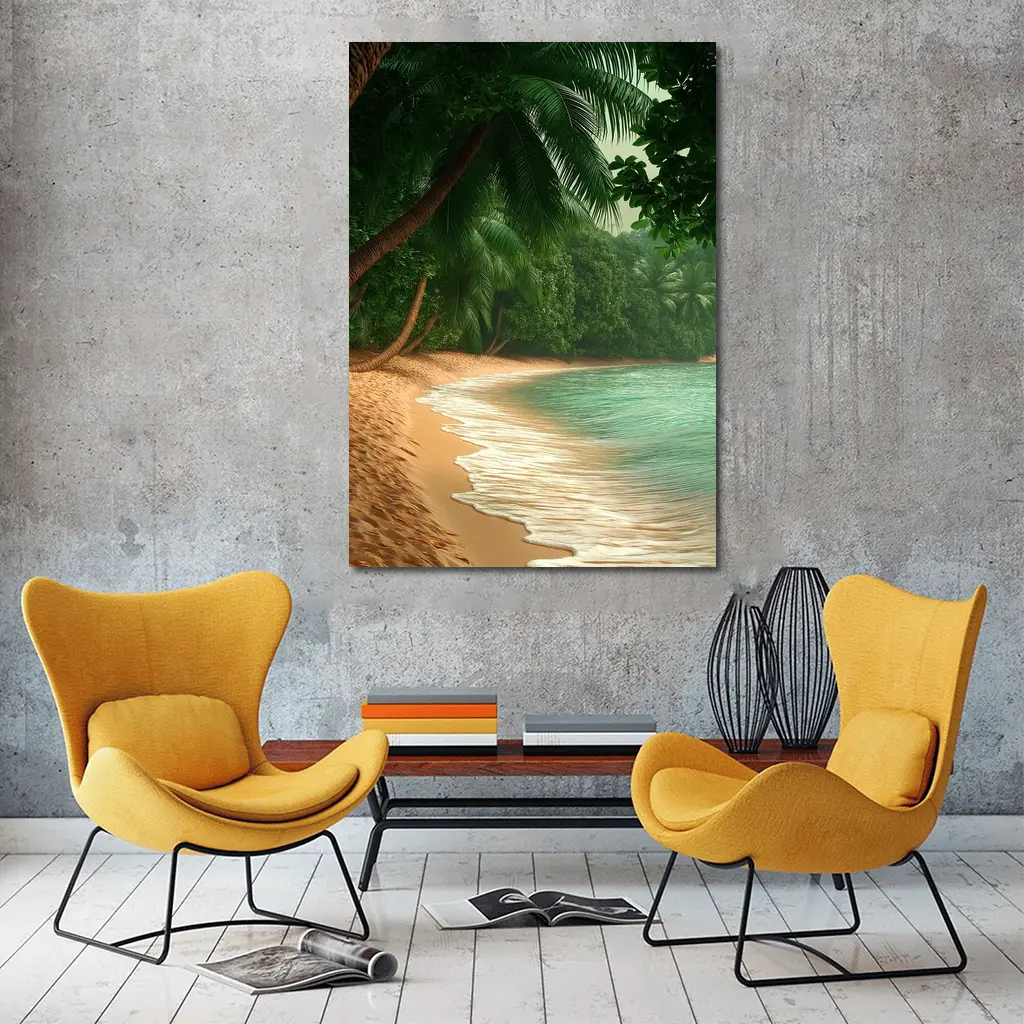 Tropical Beach Palm Trees Turquoise Water – Wall Art