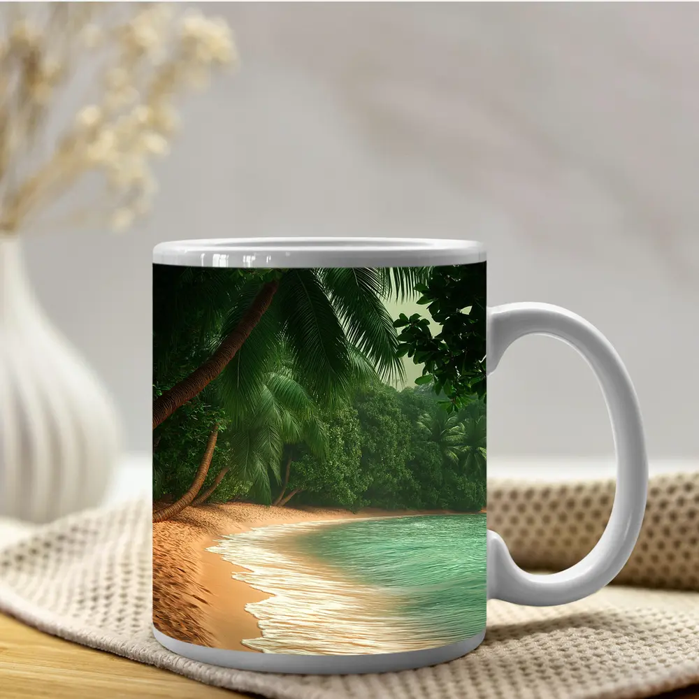 Tropical Beach Palm Trees Turquoise Water – Mugs