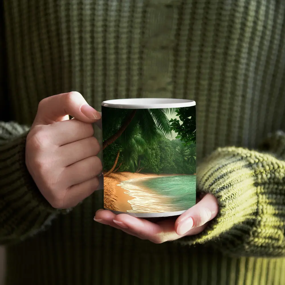 Tropical Beach Palm Trees Turquoise Water – Mugs