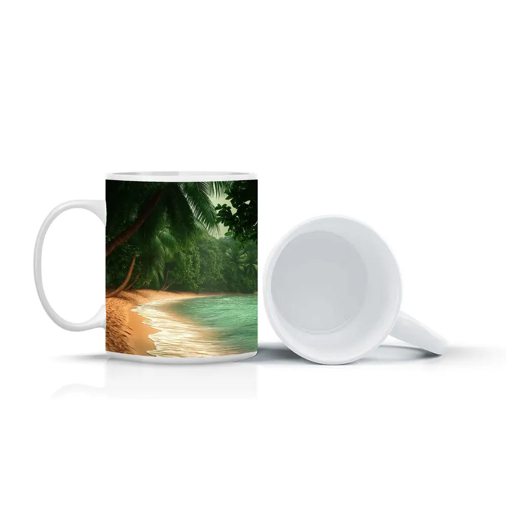 Tropical Beach Palm Trees Turquoise Water – Mugs