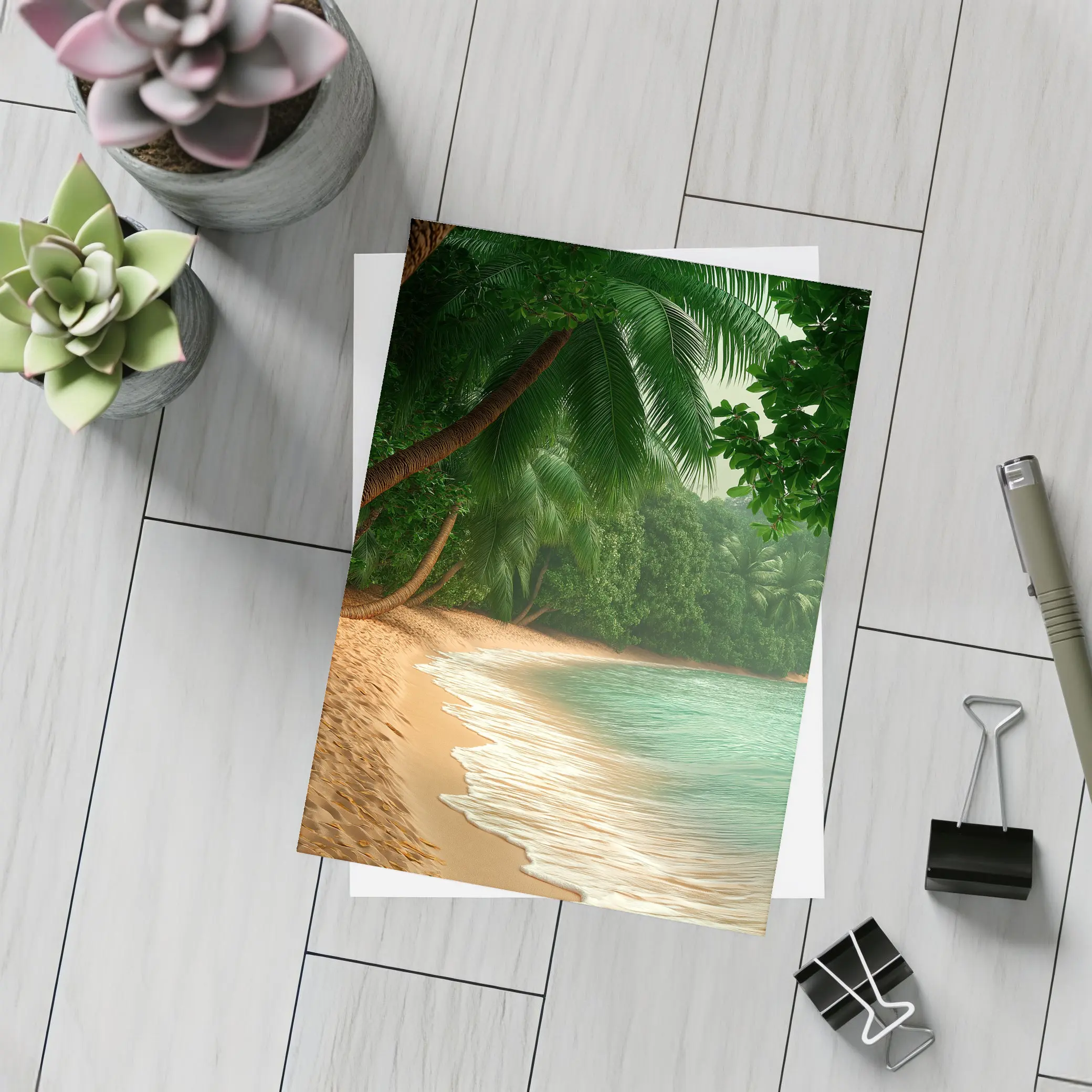 Tropical Beach Palm Trees Turquoise Water – Postcards
