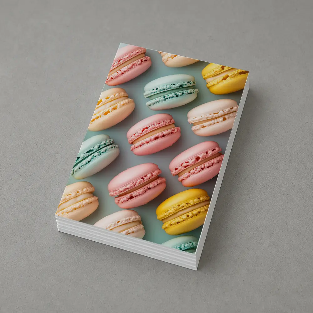 Pastel Macarons Arranged On Blue Background – Postcards
