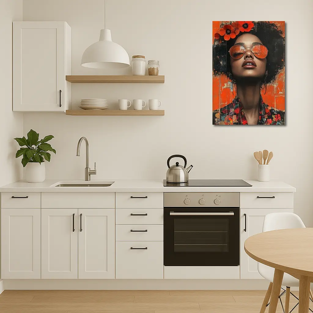 Fashion Woman Floral Afro Orange Collage Art – Wall Art