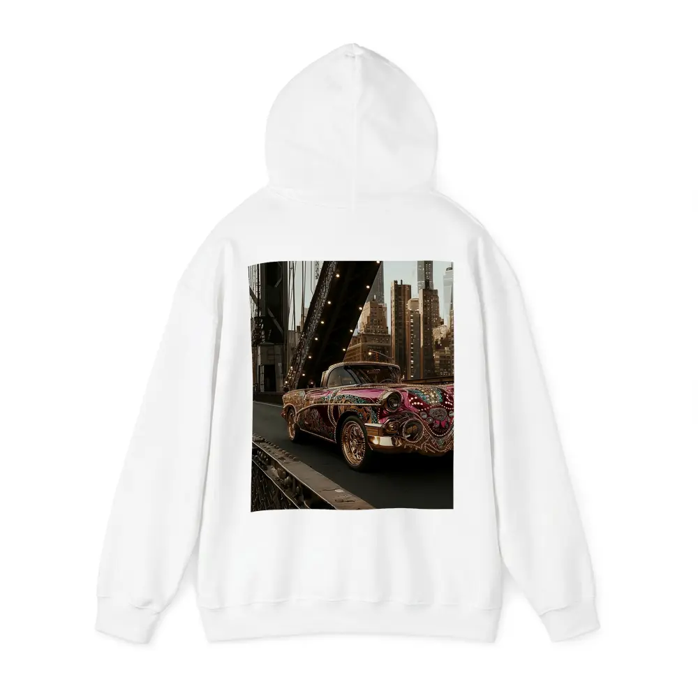 Jeweled Classic Car On City Bridge – Hoodies