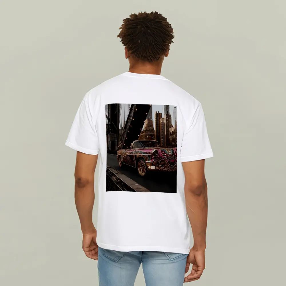Jeweled Classic Car On City Bridge – T-Shirts