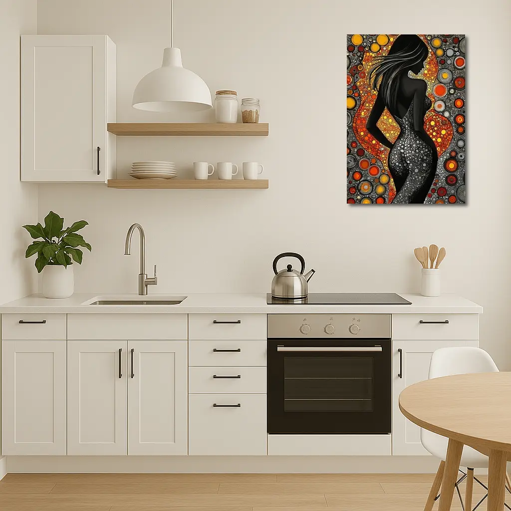 Black Female Silhouette Abstract Circle Pattern Art – Wall Art