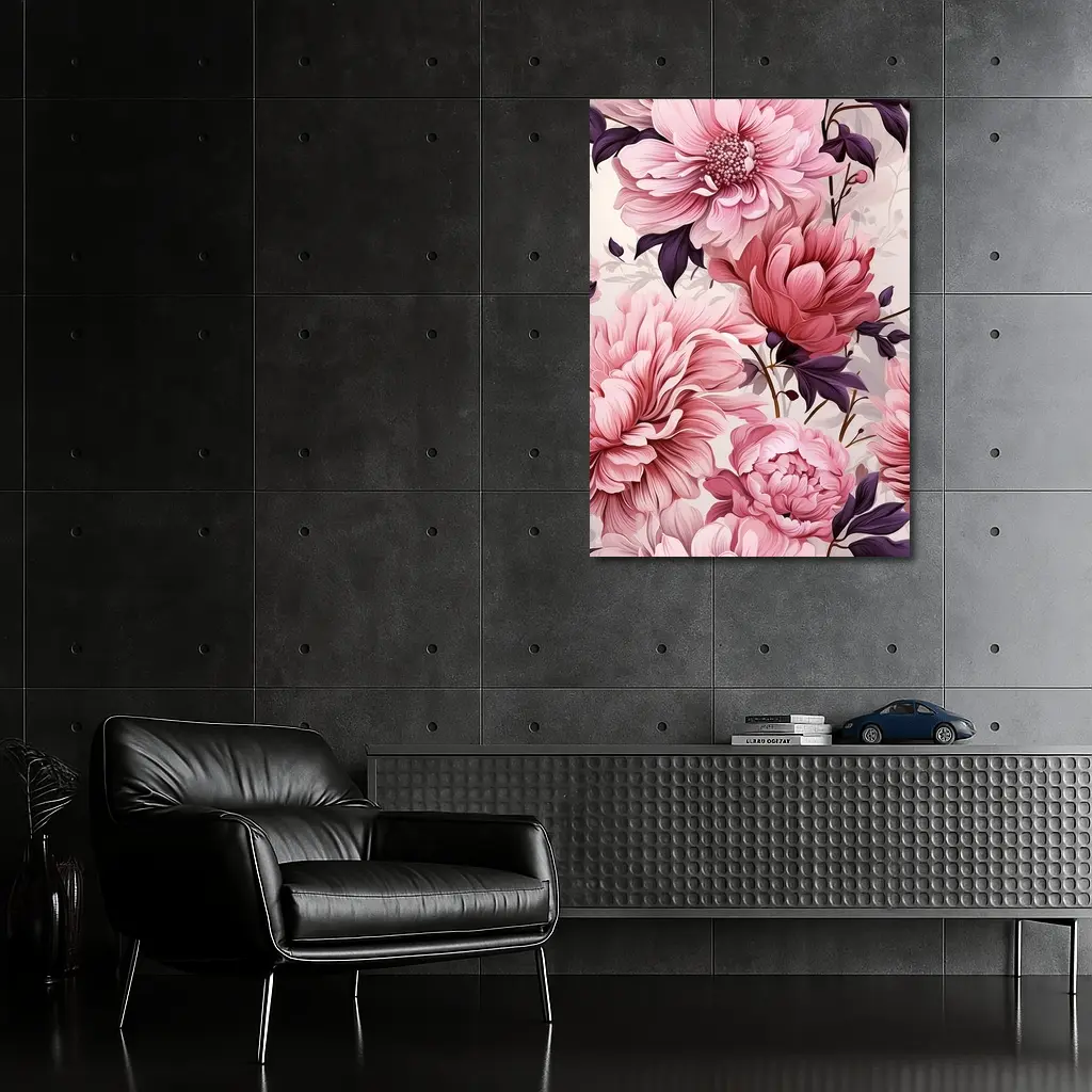 Pink Peonies Floral Illustration Soft Background – Wall Art