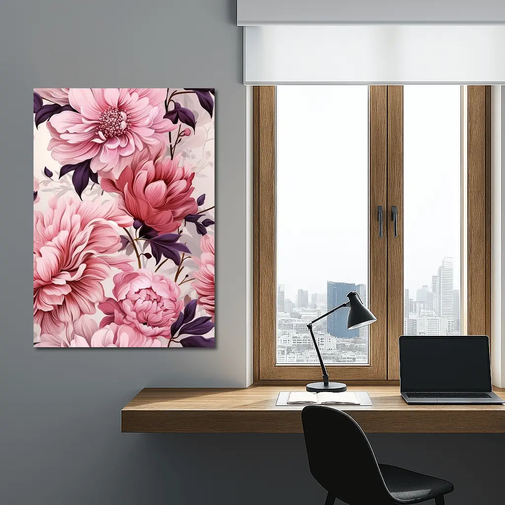 Pink Peonies Floral Illustration Soft Background – Wall Art