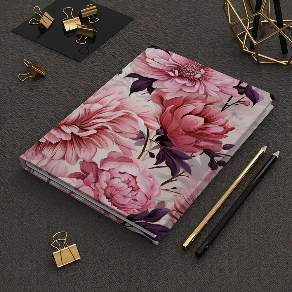 Pink Peonies Floral Illustration Soft Background – Notebooks