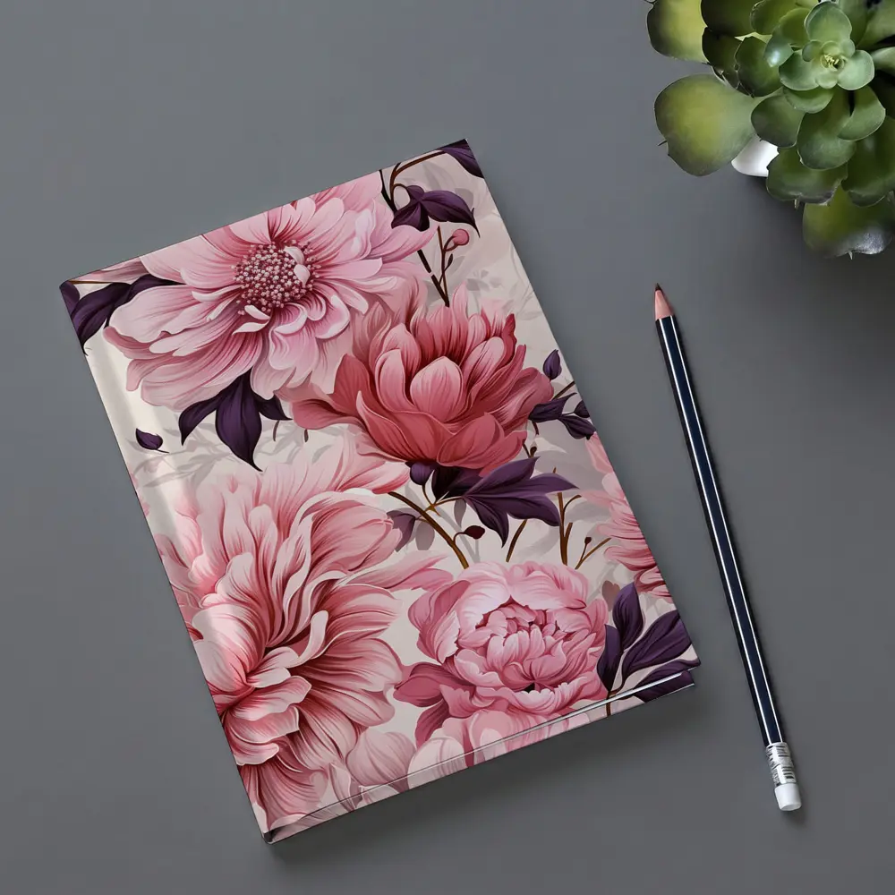 Pink Peonies Floral Illustration Soft Background – Notebooks