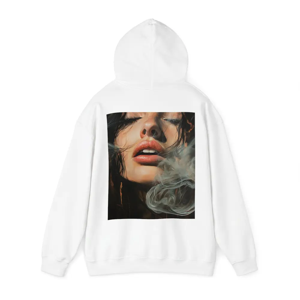 Woman Exhaling Smoke Dark Oil Painting – Hoodies
