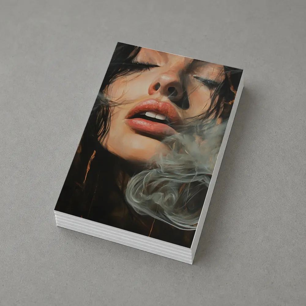 Woman Exhaling Smoke Dark Oil Painting – Postcards