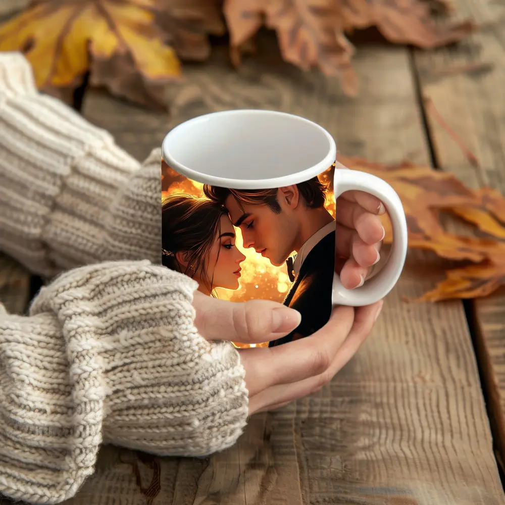 Romantic Couple Close Moment Golden Bokeh – Mugs