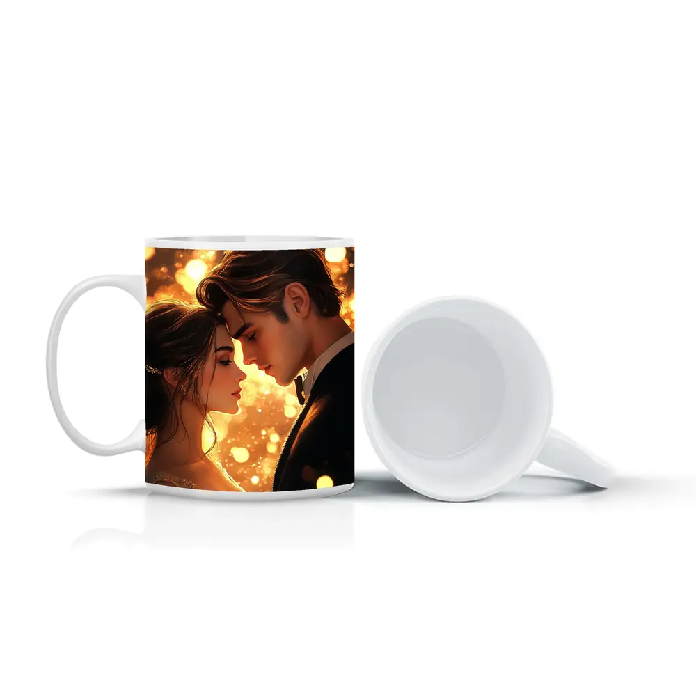 Romantic Couple Close Moment Golden Bokeh – Mugs