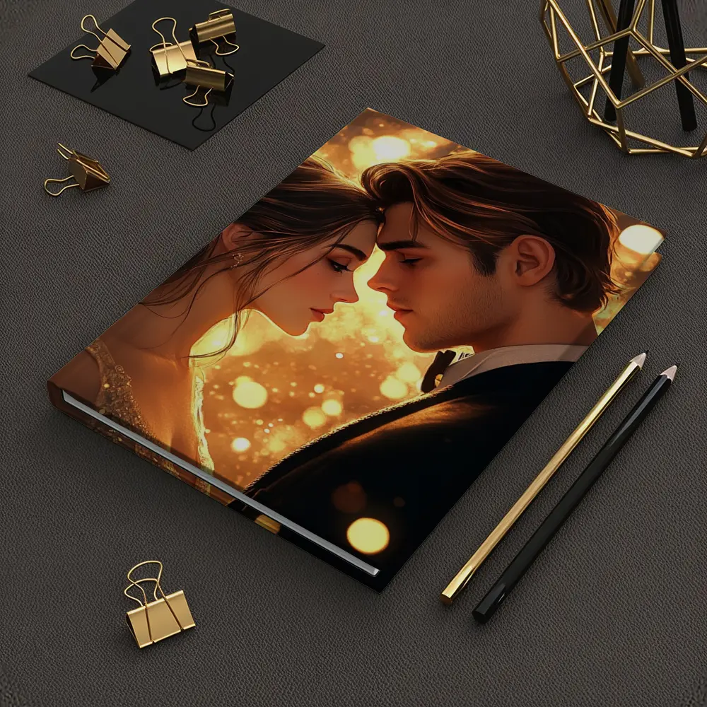 Romantic Couple Close Moment Golden Bokeh – Notebooks