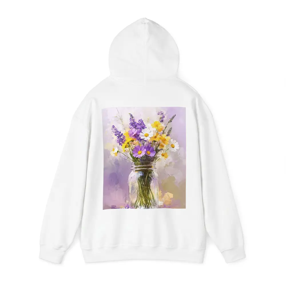 Wildflowers Daisies Lavender Mason Jar Oil Painting – Hoodies