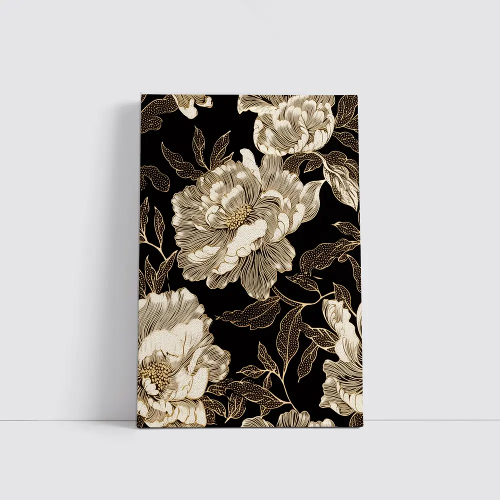 Black Gold Peony Floral Pattern Art – Wall Art