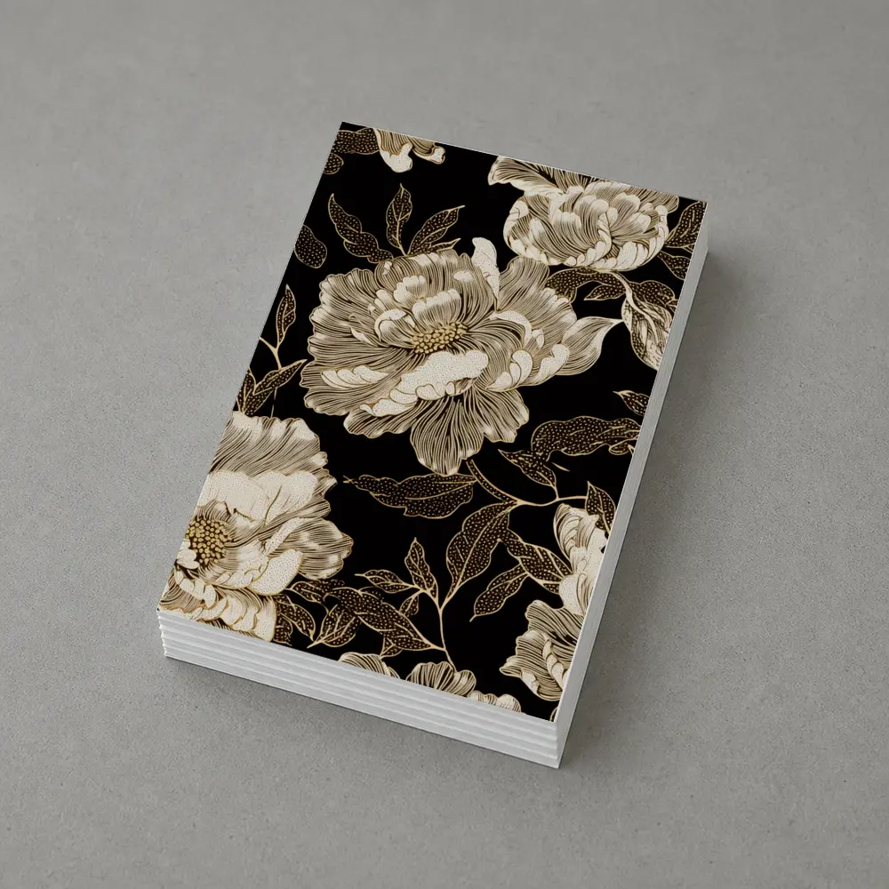 Black Gold Peony Floral Pattern Art – Postcards