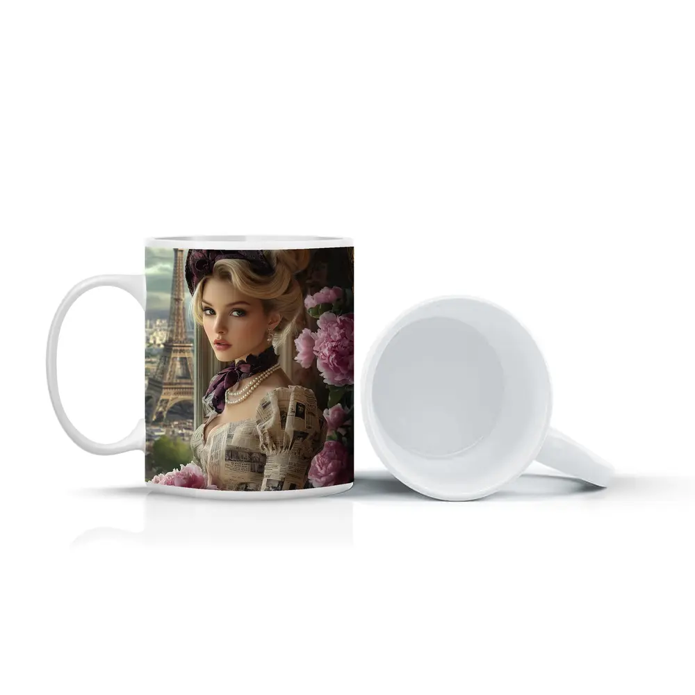 Victorian Woman Peonies Eiffel Tower Paris – Mugs