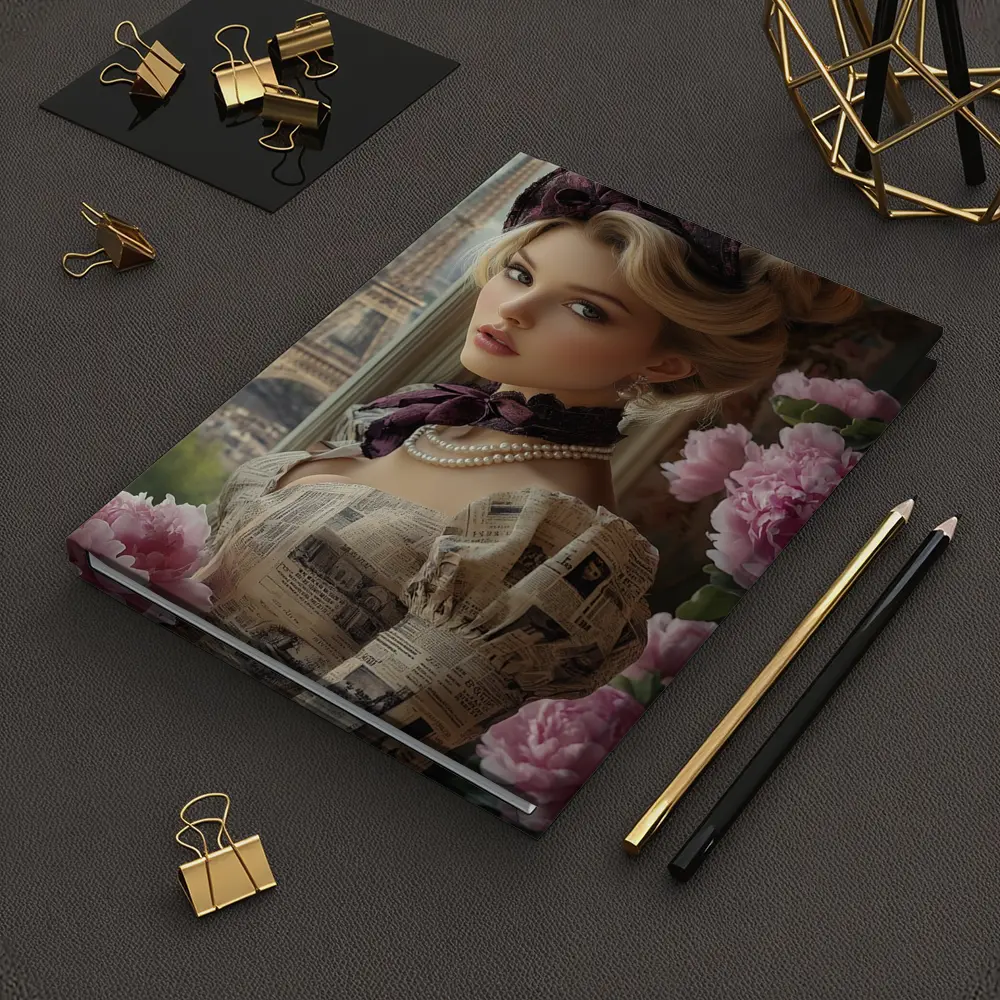 Victorian Woman Peonies Eiffel Tower Paris – Notebooks